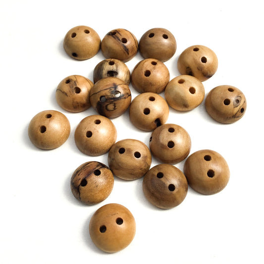 Lightly Spalted Poplar Wood Buttons - 3/4" Pillowed - 5/16" thick