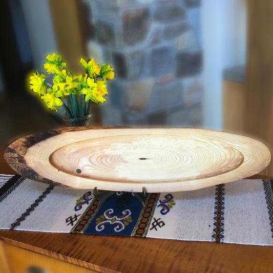 Natural Edge Ash Serving Tray - 26-3/4" long