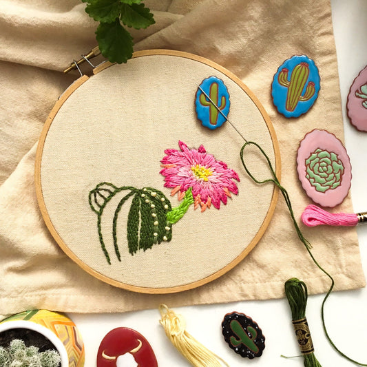 Ceramic Needle Minder - Southwestern & Succulents