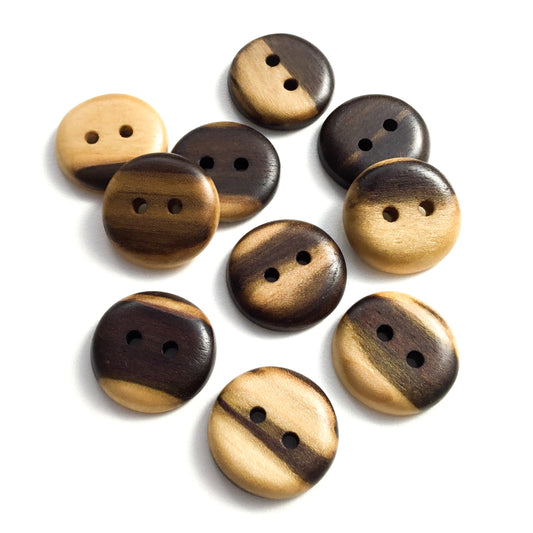 'Black &Tan' Tulip Poplar Wood Buttons - 3/4"